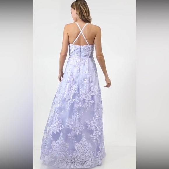 BCX Juniors' Floral Embroidered Gown, evening dress size 5, lavender - Picture 5 of 13